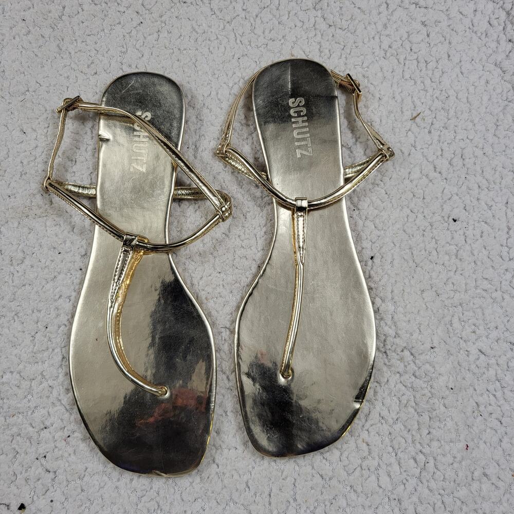 SCHUTZ womens Elsha metallic leather gold size 11